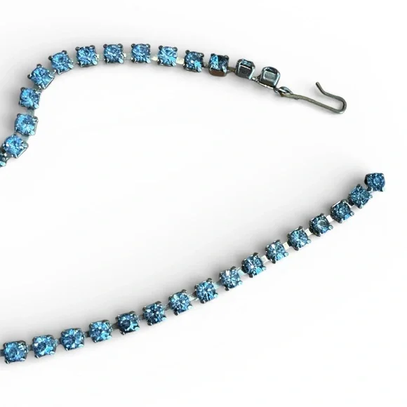 Vintage La-Rel Silver Ice Blue Rhinestone Choker Necklace - Picture 3 of 4